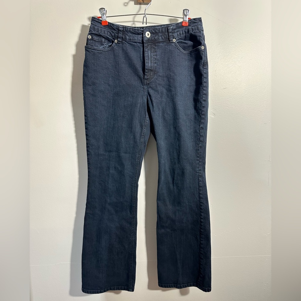 Chico's Size 1 US Equivalent 8/10 Platinum Bootcut Jeans Dark Wash